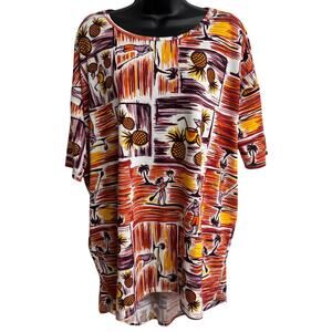 Lularoe Irma Tunic Top Pineapple Tropical Print High Low Womens Large Surf New